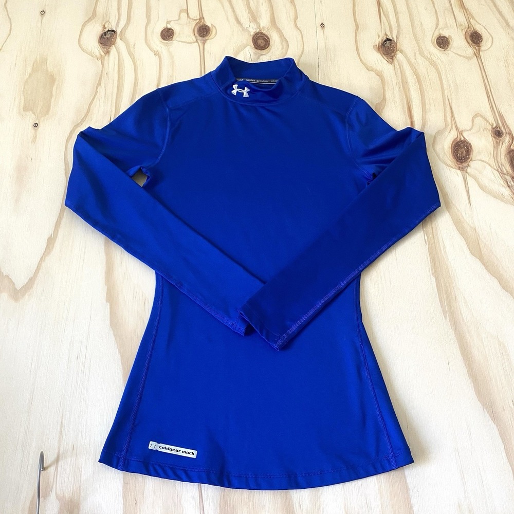 Under Armour Cold Gear Mock Base Layer Shirt Fitted Blue Womens X-small XS